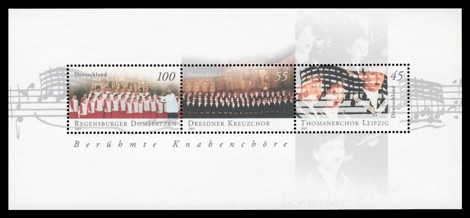 Briefmarke: Blockausgabe Berühmte Knabenchöre in Deutschland Briefmarke: Blockausgabe Berühmte Knabenchöre in Deutschland