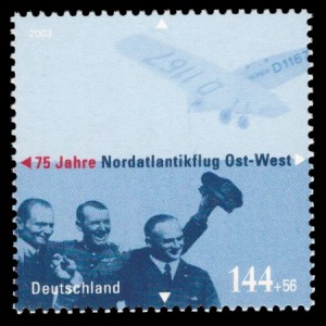 144 + 56 Ct Briefmarke: 75 Jahre Nordatlantikflug Ost-West 144 + 56 Ct Briefmarke: 75 Jahre Nordatlantikflug Ost-West