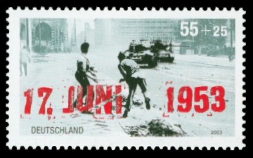 55 + 25 Ct Briefmarke: Jahrestag des 17. Juni 1953