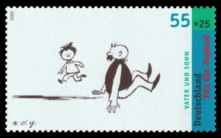 55 + 25 Ct Briefmarke: Für die Jugend 2003, Vater und Sohn