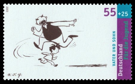 55 + 25 Ct Briefmarke: Für die Jugend 2003, Vater und Sohn