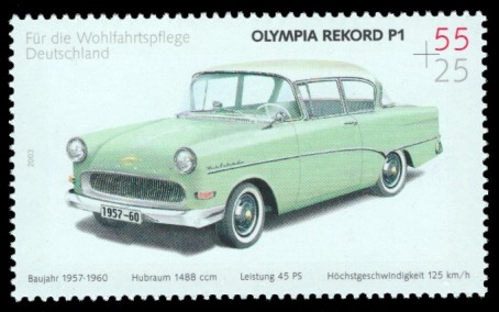 55 + 25 Ct Briefmarke: Wohlfahrtsmarke 2003, Automobile 55 + 25 Ct Briefmarke: Wohlfahrtsmarke 2003, Automobile