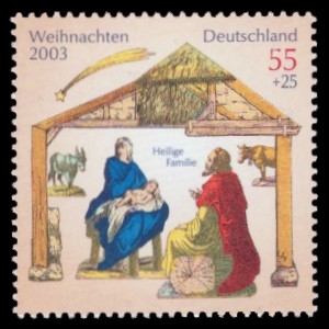 55 + 25 Ct Briefmarke: Weihnachten 2003, Heilige Familie 