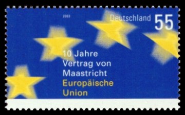 55 Ct Briefmarke: 10 Jahre Vertrag von Maastricht, Europäische Union