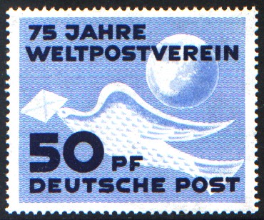 50 Pf Briefmarke: 75 Jahre Weltpostverein 50 Pf Briefmarke: 75 Jahre Weltpostverein