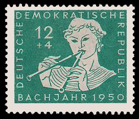 12 + 4 Pf Briefmarke: Bachjahr 1950, Knabe 12 + 4 Pf Briefmarke: Bachjahr 1950, Knabe