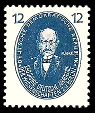 12 Pf Briefmarke: 250 Jahre Deutsche Akademie der Wissenschaften zu Berlin, Planck