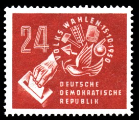 24 Pf Briefmarke: Volkswahlen am 15.10.1950 24 Pf Briefmarke: Volkswahlen am 15.10.1950