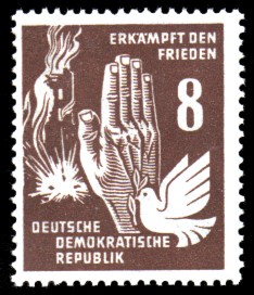 8 Pf Briefmarke: Erkämpft den Frieden