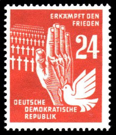 24 Pf Briefmarke: Erkämpft den Frieden