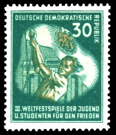 30 Pf Briefmarke: III. Weltfestival der Jugend und Studenten für den Frieden