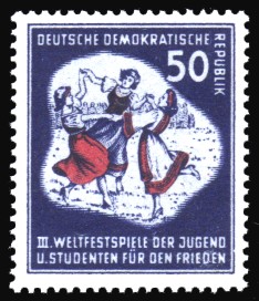 50 Pf Briefmarke: III. Weltfestival der Jugend und Studenten für den Frieden 50 Pf Briefmarke: III. Weltfestival der Jugend und Studenten für den Frieden