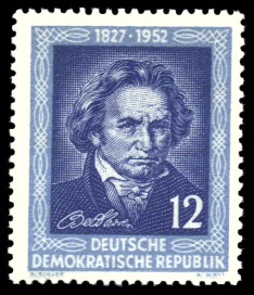 12 Pf Briefmarke: 125. Todestag von Ludwig van Beethoven 12 Pf Briefmarke: 125. Todestag von Ludwig van Beethoven