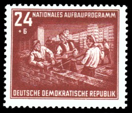 24 + 6 Pf Briefmarke: Nationales Aufbauprogramm