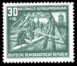 30 + 10 Pf Briefmarke: Nationales Aufbauprogramm