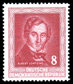 8 Pf Briefmarke: Berühmte Komponisten, Händelfest Halle, Lortzing