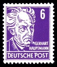 6 Pf Briefmarke: Gerhart Hauptmann, Freimarke, Persönlichkeiten aus Politik, Kunst und Wissenschaft