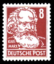 8 Pf Briefmarke: Karl Marx, Freimarke, Persönlichkeiten aus Politik, Kunst und Wissenschaft 8 Pf Briefmarke: Karl Marx, Freimarke, Persönlichkeiten aus Politik, Kunst und Wissenschaft