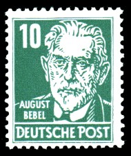10 Pf Briefmarke: August Bebel, Freimarke, Persönlichkeiten aus Politik, Kunst und Wissenschaft 10 Pf Briefmarke: August Bebel, Freimarke, Persönlichkeiten aus Politik, Kunst und Wissenschaft
