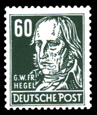 60 Pf Briefmarke: G.W.Fr.Hegel, Freimarke, Persönlichkeiten aus Politik, Kunst und Wissenschaft 60 Pf Briefmarke: G.W.Fr.Hegel, Freimarke, Persönlichkeiten aus Politik, Kunst und Wissenschaft