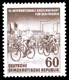 60 Pf Briefmarke: 6. Internationale Radfernfahrt für den Frieden 60 Pf Briefmarke: 6. Internationale Radfernfahrt für den Frieden