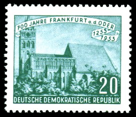 20 Pf Briefmarke: 700 Jahre Frankfurt an der Oder 20 Pf Briefmarke: 700 Jahre Frankfurt an der Oder