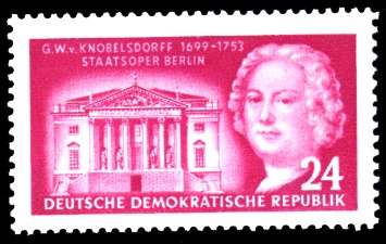 24 Pf Briefmarke: 200. Todestag Georg Wenzeslaus von Knobelsdorff 24 Pf Briefmarke: 200. Todestag Georg Wenzeslaus von Knobelsdorff