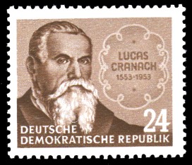 24 Pf Briefmarke: 400.Todestag von Lucas Cranach 24 Pf Briefmarke: 400.Todestag von Lucas Cranach