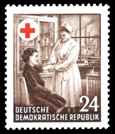 24 Pf Briefmarke: Erster Jahrestag der Gründung des Roten Kreuzes in der DDR