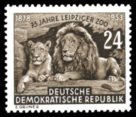 24 Pf Briefmarke: 75 Jahre Leipziger Zoo