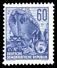 60 Pf Briefmarke: 2.Ausgabe Fünfjahresplan 60 Pf Briefmarke: 2.Ausgabe Fünfjahresplan