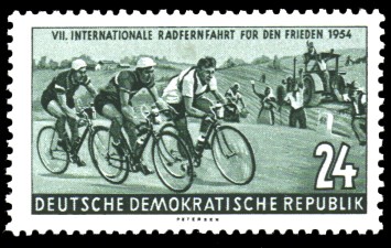 24 Pf Briefmarke: VII. Internationale Radfernfahrt für den Frieden 24 Pf Briefmarke: VII. Internationale Radfernfahrt für den Frieden