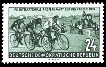 24 Pf Briefmarke: VII. Internationale Radfernfahrt für den Frieden