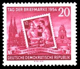 20 Pf Briefmarke: Tag der Briefmarke 1954 20 Pf Briefmarke: Tag der Briefmarke 1954