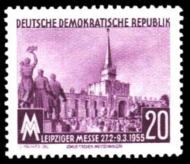 20 Pf Briefmarke: Leipziger Frühjahrs-Messe 1955 20 Pf Briefmarke: Leipziger Frühjahrs-Messe 1955