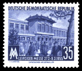 35 Pf Briefmarke: Leipziger Frühjahrs-Messe 1955 35 Pf Briefmarke: Leipziger Frühjahrs-Messe 1955