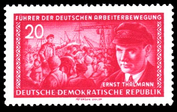 20 Pf Briefmarke: Führer der deutschen Arbeiterbewegung, Ernst Thälmann 20 Pf Briefmarke: Führer der deutschen Arbeiterbewegung, Ernst Thälmann