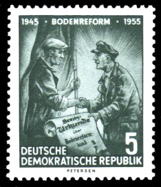 5 Pf Briefmarke: 10 Jahre Bodenreform (1945-1955) 5 Pf Briefmarke: 10 Jahre Bodenreform (1945-1955)