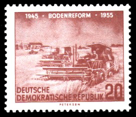 20 Pf Briefmarke: 10 Jahre Bodenreform (1945-1955) 20 Pf Briefmarke: 10 Jahre Bodenreform (1945-1955)
