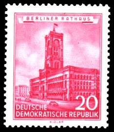 20 Pf Briefmarke: Historische Bauten der DDR, Berliner Rathaus 20 Pf Briefmarke: Historische Bauten der DDR, Berliner Rathaus
