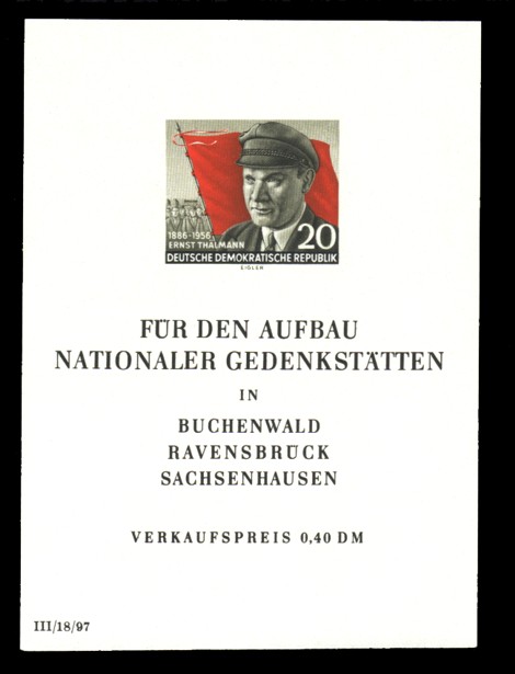 0,40 DM Briefmarke: Block - 70. Geburtstsg Ernst Thälmann 0,40 DM Briefmarke: Block - 70. Geburtstsg Ernst Thälmann