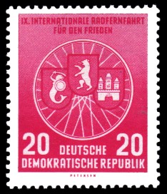 20 Pf Briefmarke: 9. Internationale Radfernfahrt für den Frieden