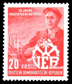 20 Pf Briefmarke: 10 Jahre volkseigene Betriebe 20 Pf Briefmarke: 10 Jahre volkseigene Betriebe