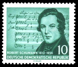 10 Pf Briefmarke: 100. Todestag von Robert Schumann 10 Pf Briefmarke: 100. Todestag von Robert Schumann