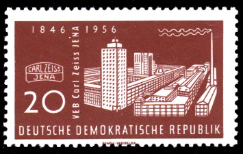 20 Pf Briefmarke: VEB Carl Zeiss Jena, 110 Jahre Carl Zeiss Jena 20 Pf Briefmarke: VEB Carl Zeiss Jena, 110 Jahre Carl Zeiss Jena