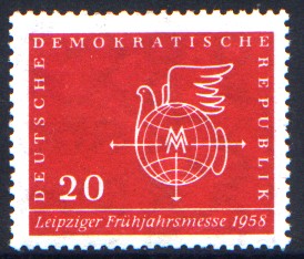 20 Pf Briefmarke: Leipziger Messe / Frühjahrsmesse 1958