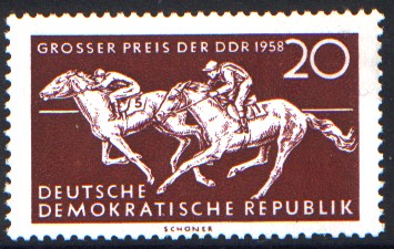 20 Pf Briefmarke: Pferdesport, Großer Preis der DDR 1958