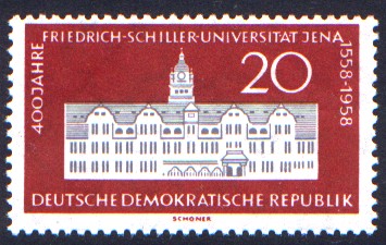 20 Pf Briefmarke: 400 Jahre Friedrich-Schiller-Universität Jena