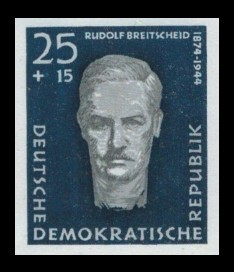 25 + 15 Pf Briefmarke: Antifaschisten, Rudolf Breitscheid 25 + 15 Pf Briefmarke: Antifaschisten, Rudolf Breitscheid