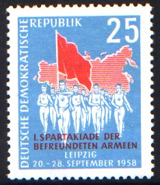 25 Pf Briefmarke: 1. Spartakiade der befreundeten Armeen
